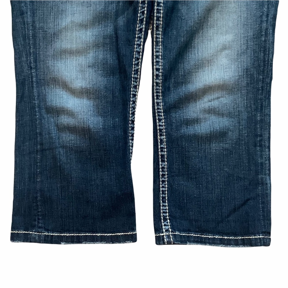 Silver Jeans Size 29 Blue Akio Capri Stretch Embroidered Western Glove Works - Picture 10 of 14